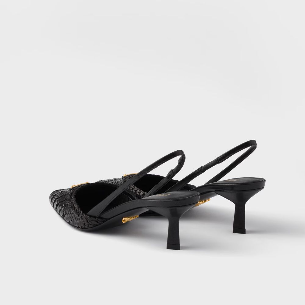 Prada Leather Slingback Pumps Black 55 mm