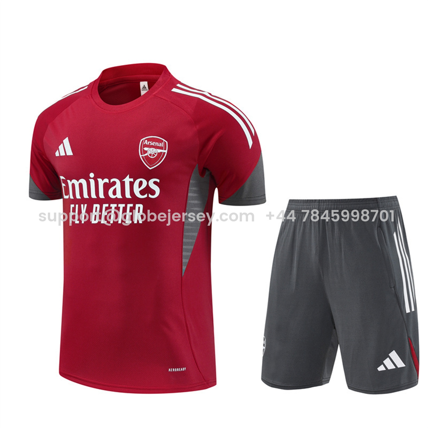 Arsenal 25-26 Short-Sleeve Training Set- Red Top & Green Shorts