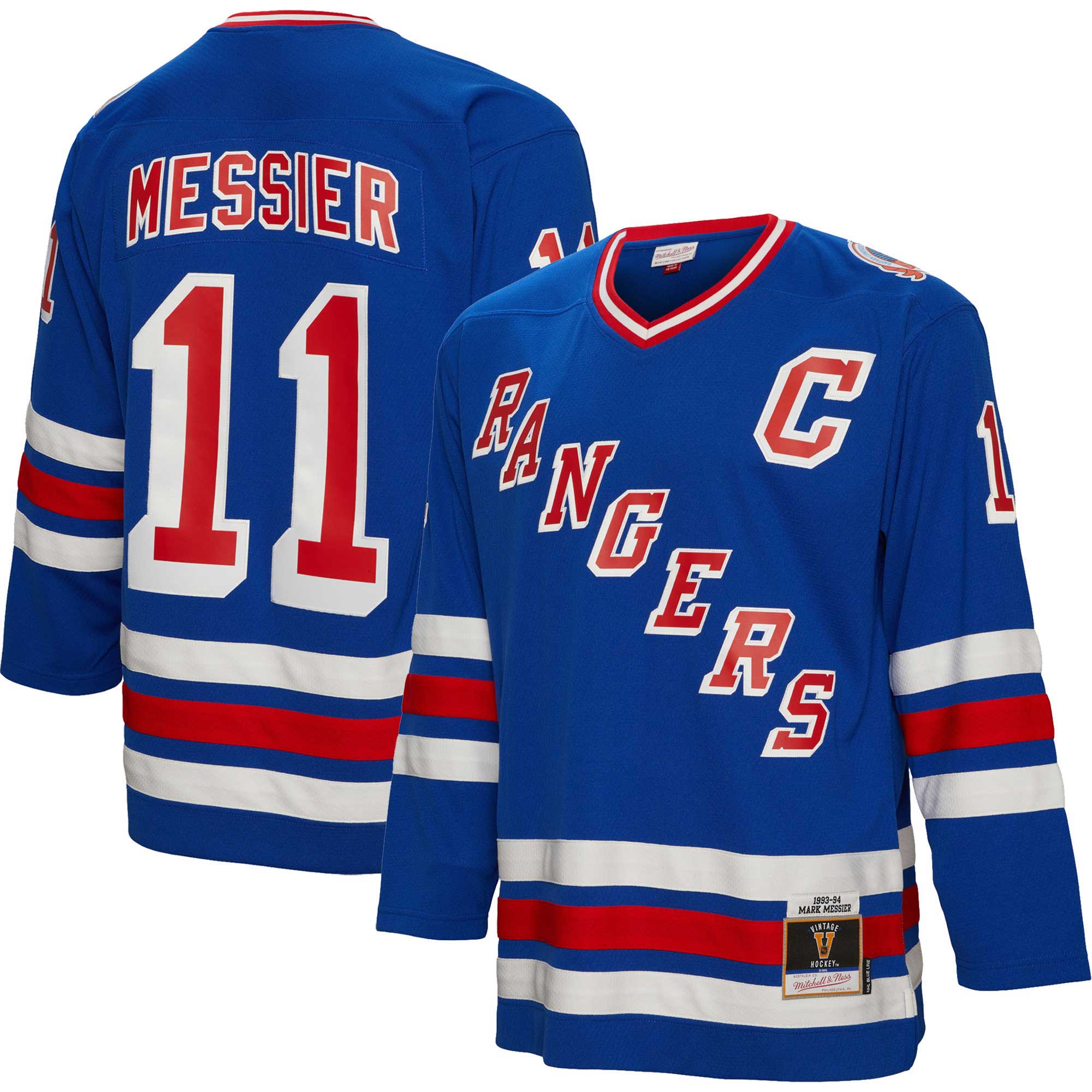 Mark Messier New York Rangers Mitchell & Ness Captain Patch 1993/94 Blue Line   Jersey – Blue