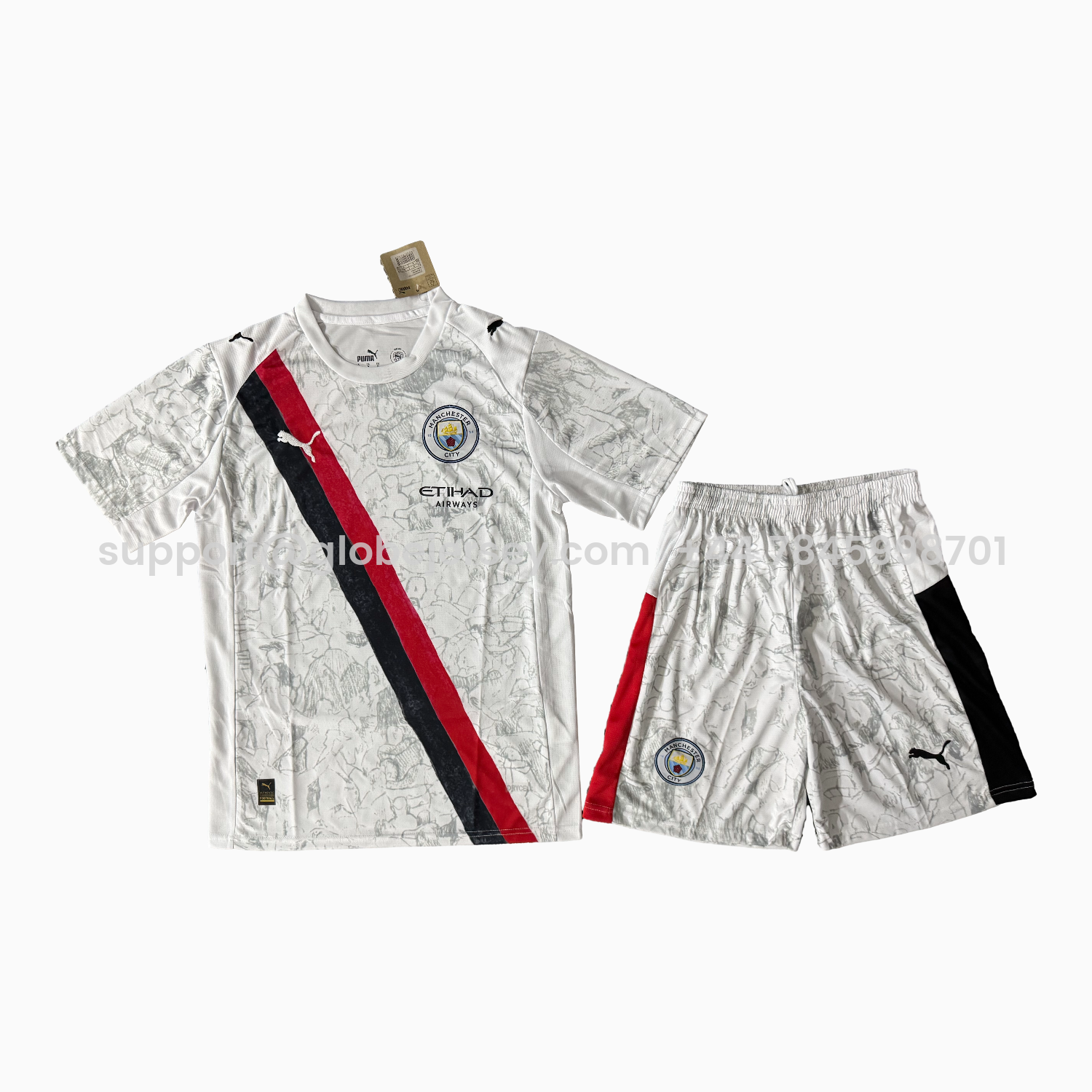 Manchester City 25-26 Away White Men's Adult Jersey Set - Fans Version