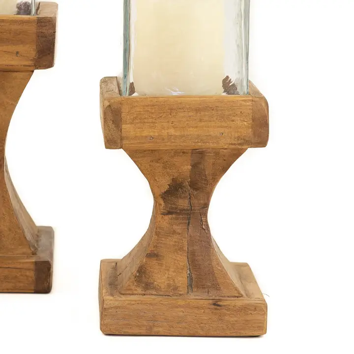 Set of Two Square Hurricanes with Recycled Wood Bases