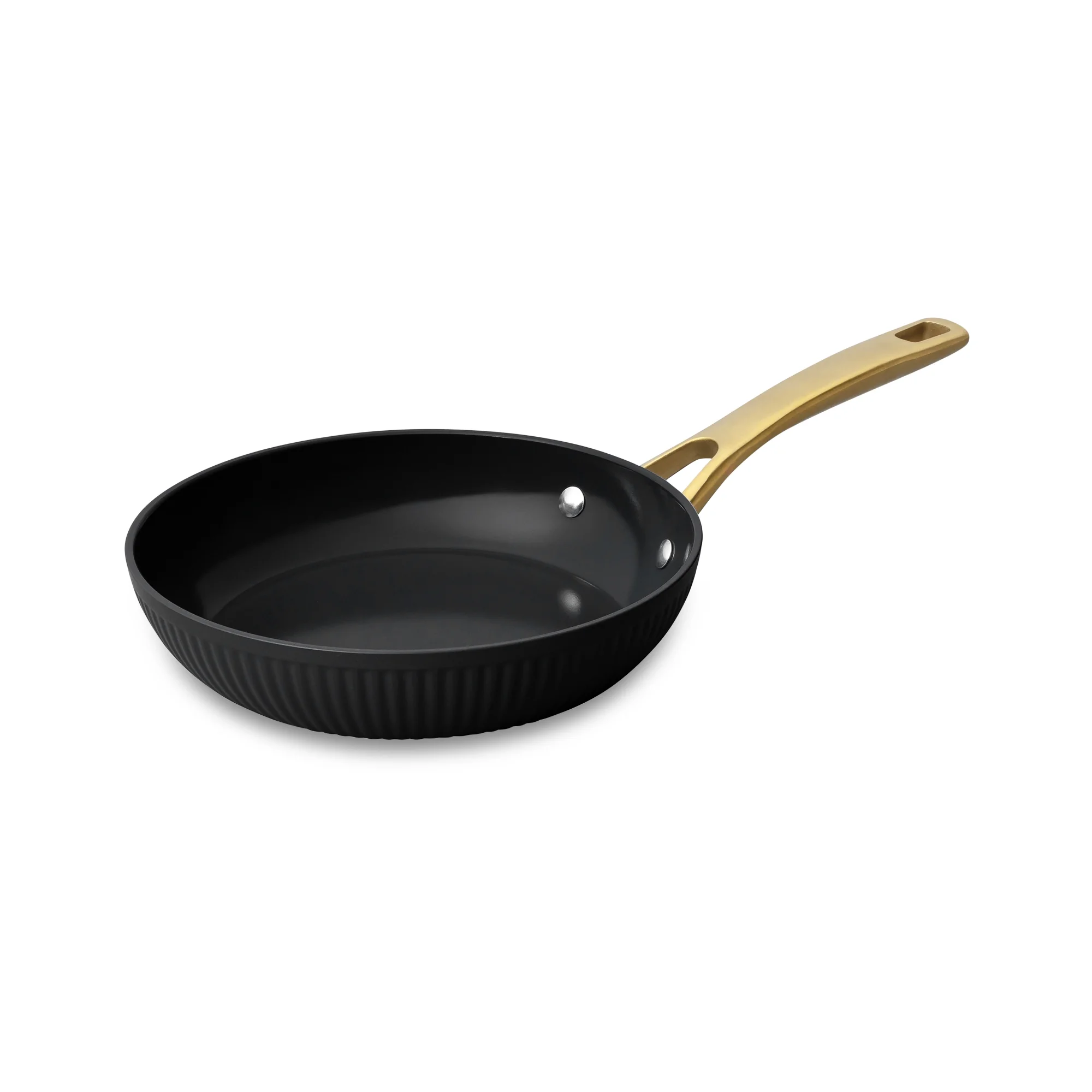 Thyme & Table 12-Piece Nonstick Signature Ribbed Cookware Set, Pots and Pans Set - Black & Gold
