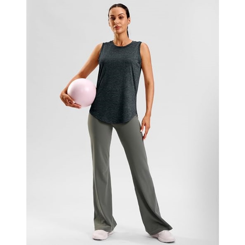 Women's Lightweigt Long Workout Tank Tops Athletic Gym Loose Shirt