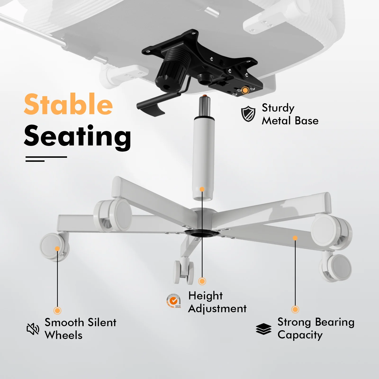 Ninecer Ergonomic Office Chair with Footrest, Big and Tall Computer Desk Chair for Adults, Adjustable Swivel Chair with Headrest Lumbar Support, Black
