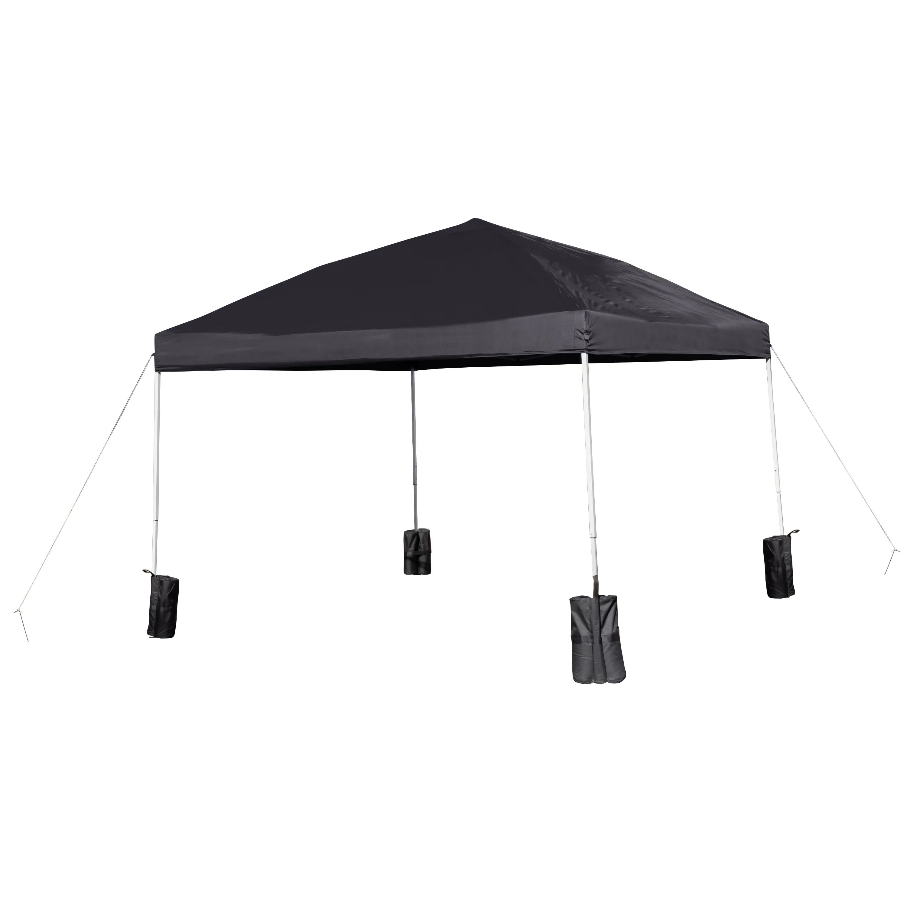 BizChair 10'x10' Black Pop Up Event Straight Leg Canopy Tent with Sandbags and Wheeled Case