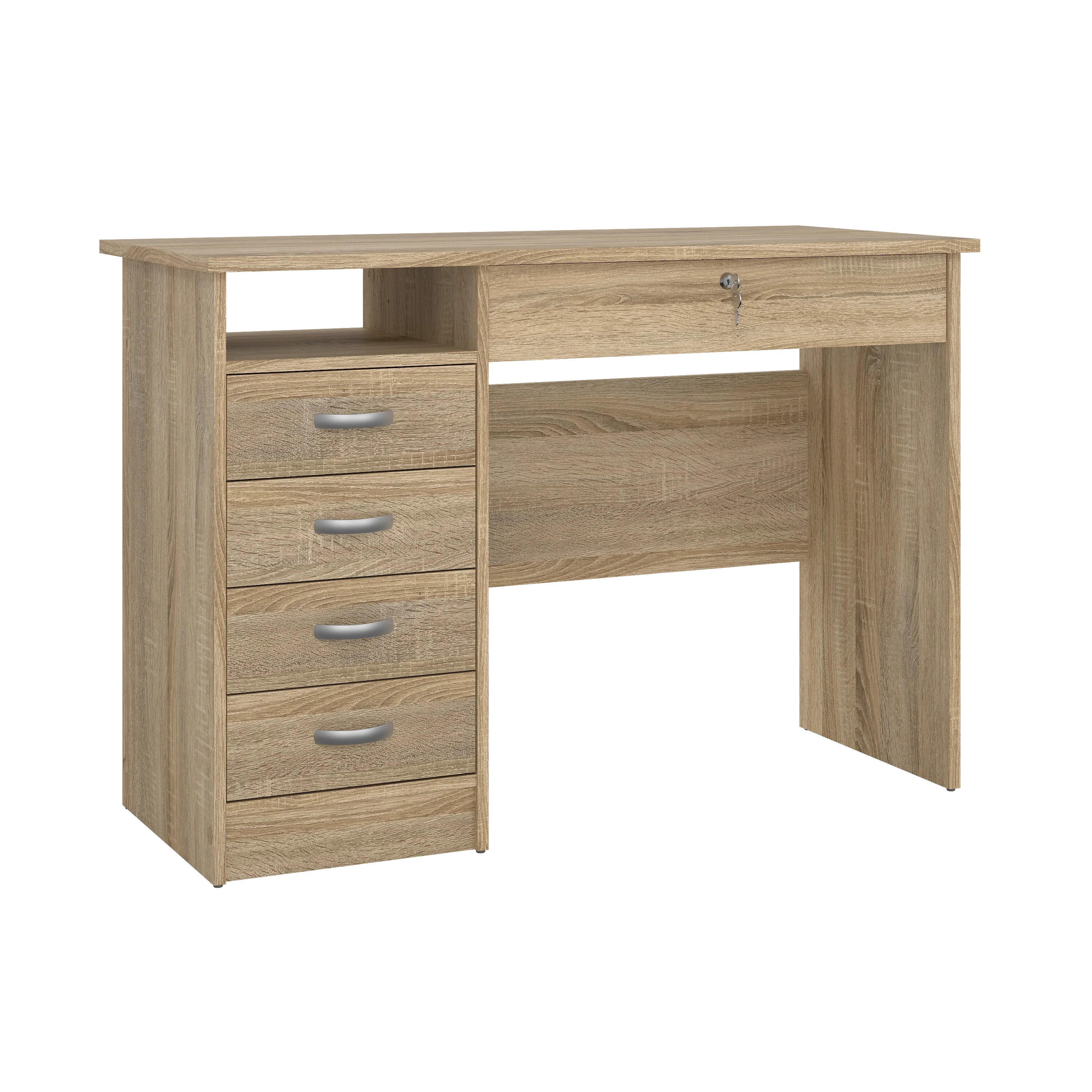 Tvilum Walden 5 Drawer Desk with 1 Locking Drawer for Adults, Oak Finish