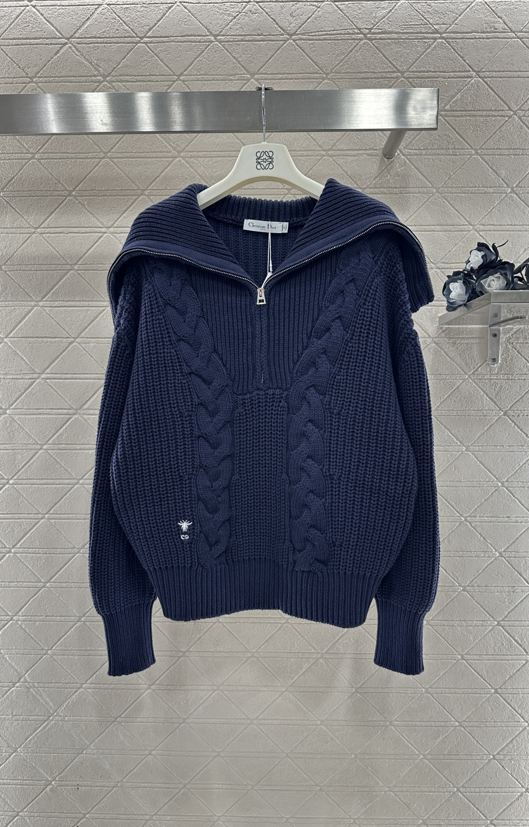 Zippered collar knit sweater