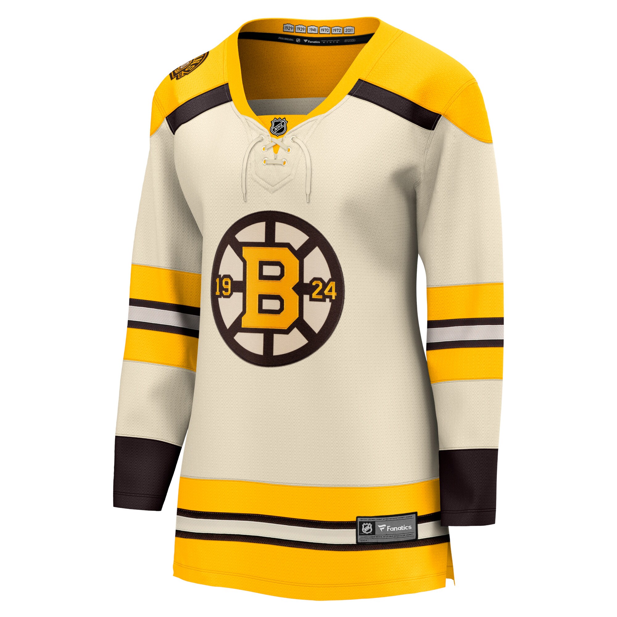 Boston Bruins Fanatics Women’s 100th Anniversary Premier Breakaway Jersey – Cream