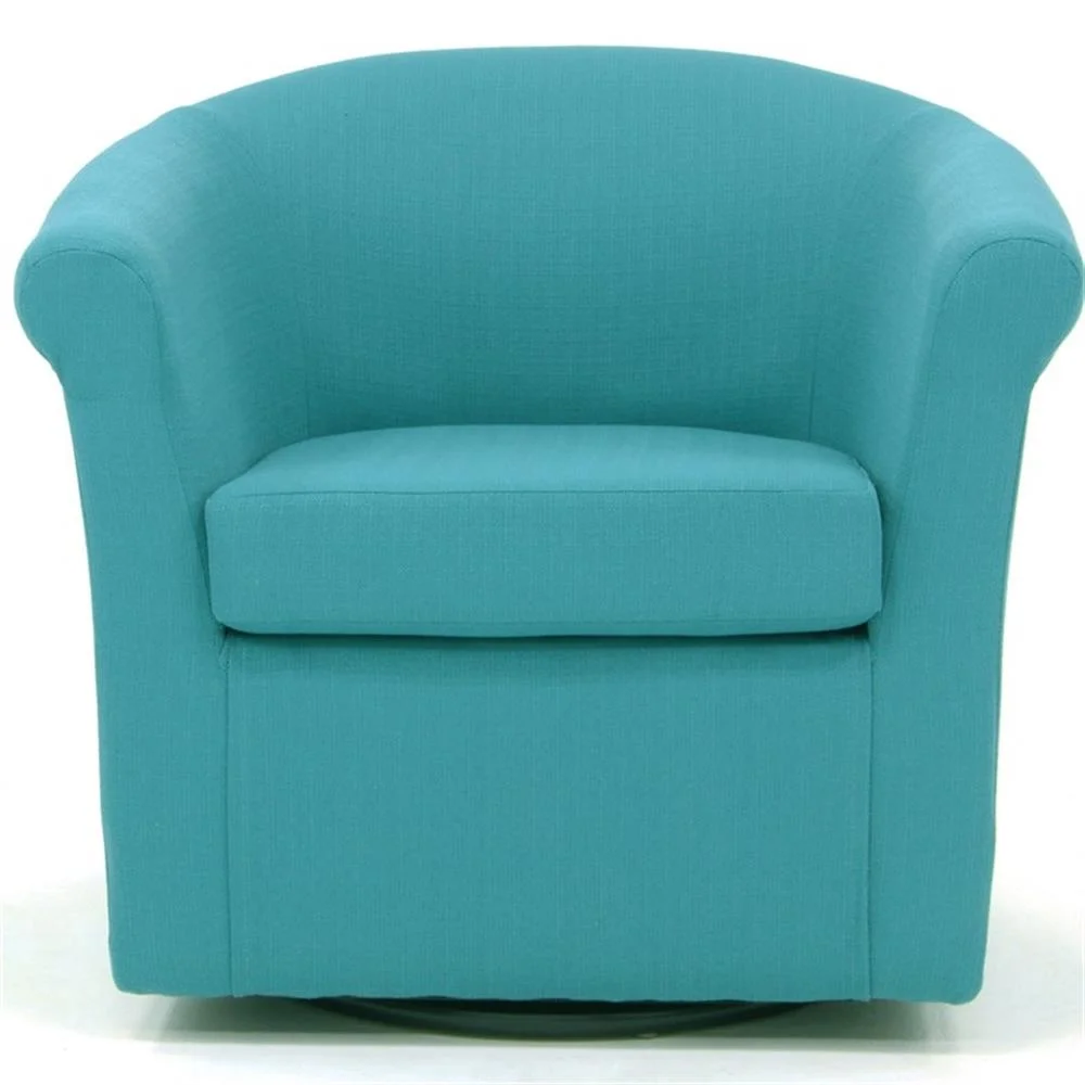 Fox Hill Trading Marlee Polyester Fabric Swivel Club Chair in Carribean Blue