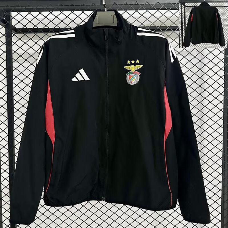 2025/26 Benfica Black Training Waterproof Windbreaker