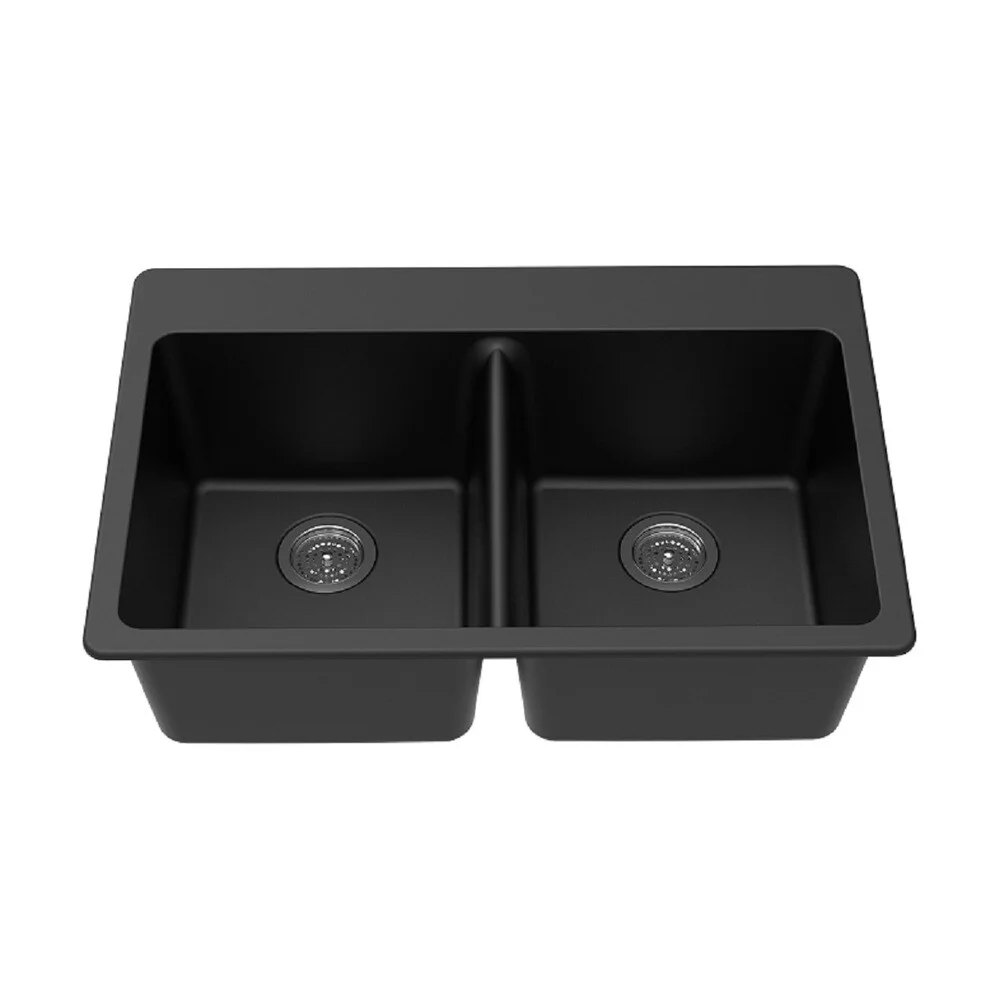 Winpro  Granite Quartz Double Bowl Dual Mount Sink Grey