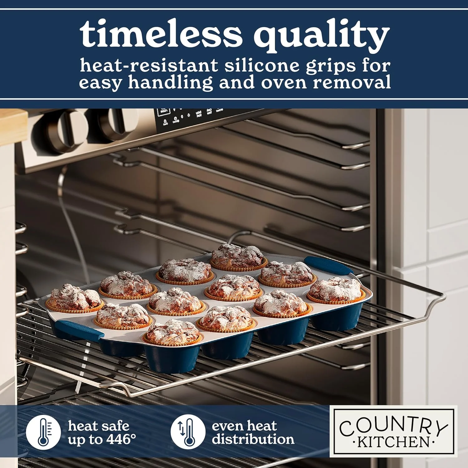 Country Kitchen 10-Piece Nonstick Bakeware Set - Stackable Pots and Pans, Black