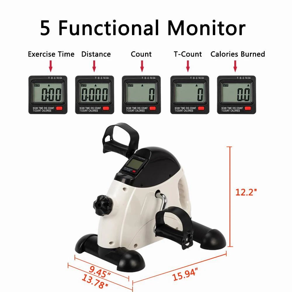 Zimtown Under Desk Bike Pedal Exerciser, Portable Mini Cycle Exercise Bike, for Leg/Arm Fitness Workout, Home Office Use, White
