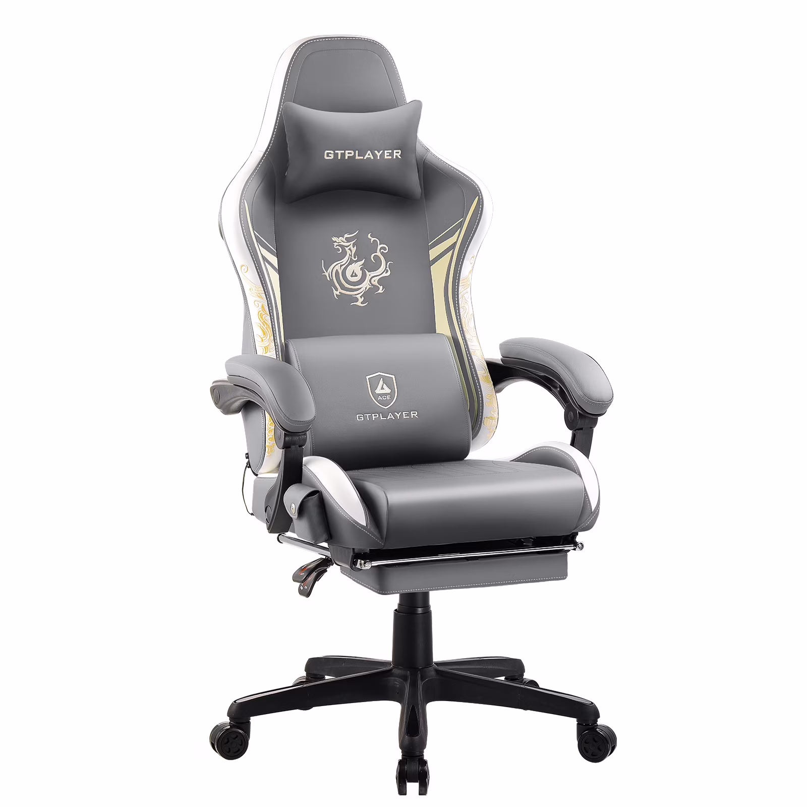 GTPLAYER Gaming Chair with Bluetooth Speakers and Footrest Office Desk Chair, Blue
