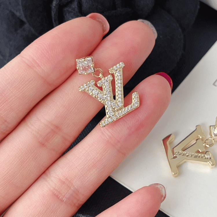 Louis Vuitton Lv Charm Drop Earrings Gold-Tone