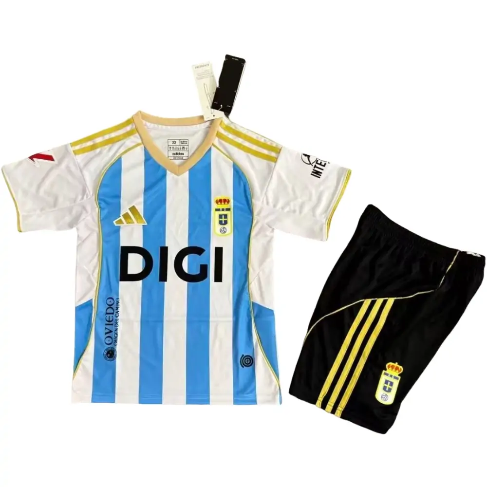 2025-26 Real Oviedo Second Away Short Sleeve Jersey - Children's suit Fans Edition
