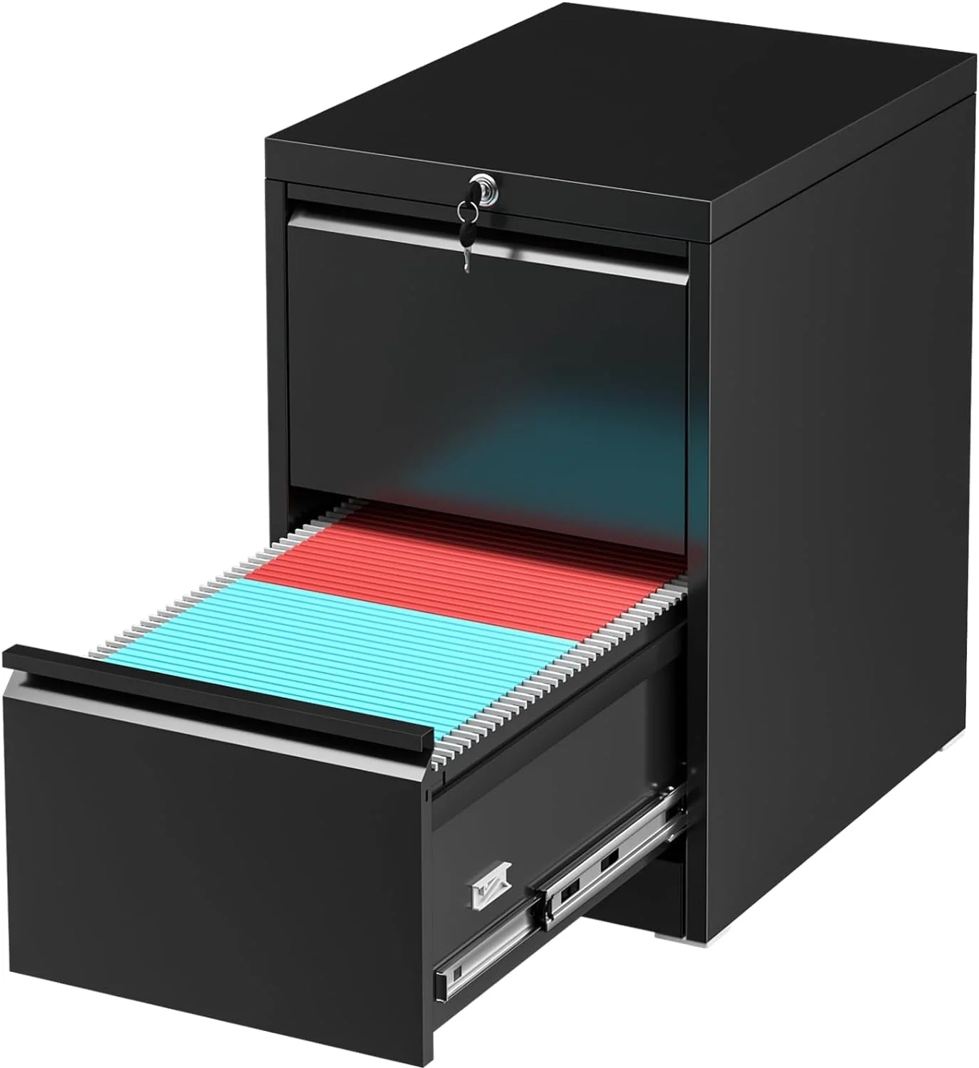 SUNCROWN 2 Drawer Lateral Metal File Storage  Cabinet with Lock for Legal/Letter A4 Size, Black
