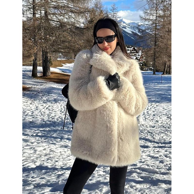Women's Long Faux Fur Coats Fluffy Faux Fur Jacket Long