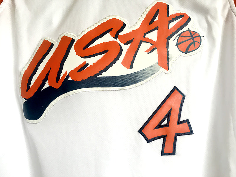 1996 Atlanta Olympics Team USA Dream 3 USA No. 4 Barkley white embroidered jersey