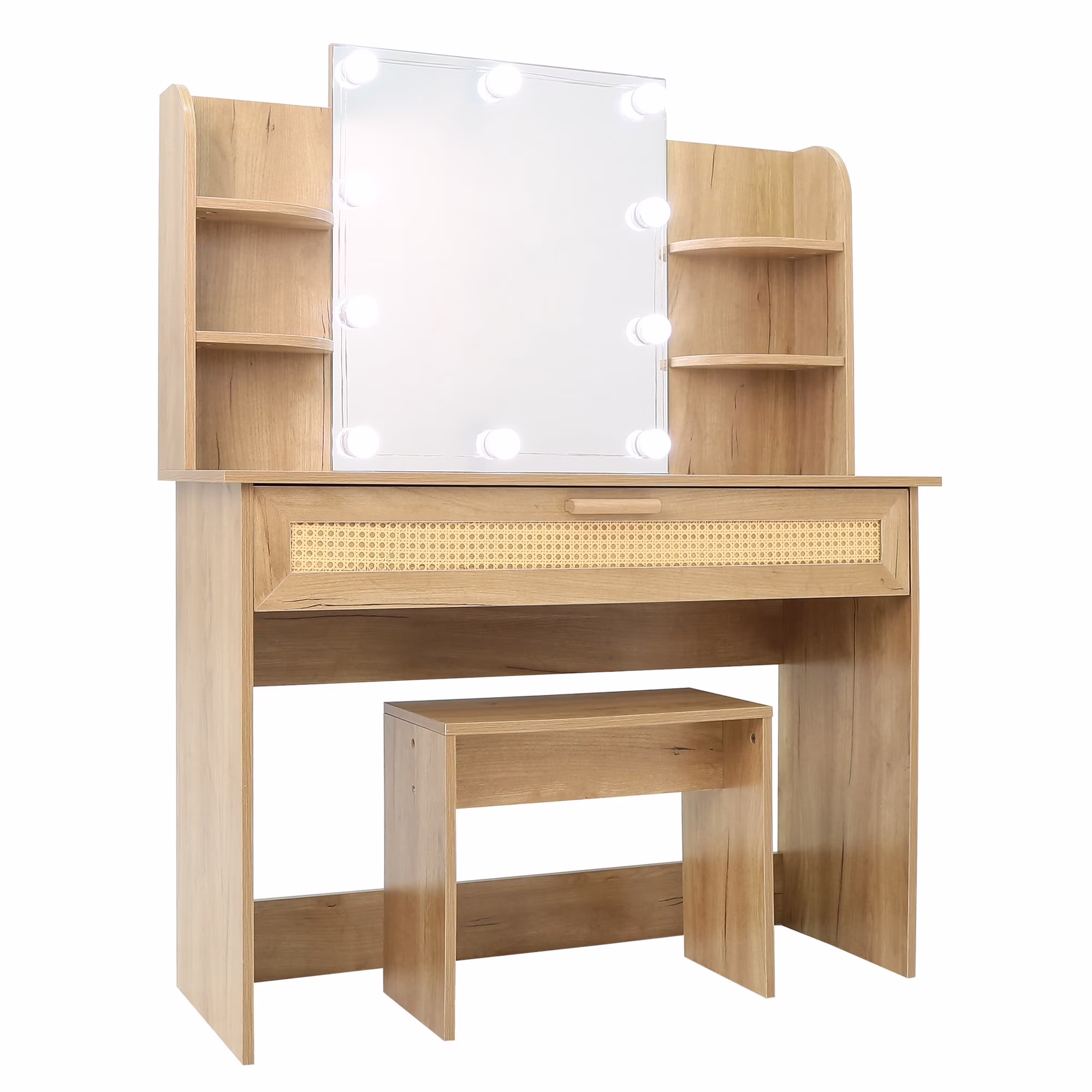 Resenkos Vanity Desk Set with Mirror and Lights for Makeup, 5 Drawers Storage Dresser for Bedroom, White
