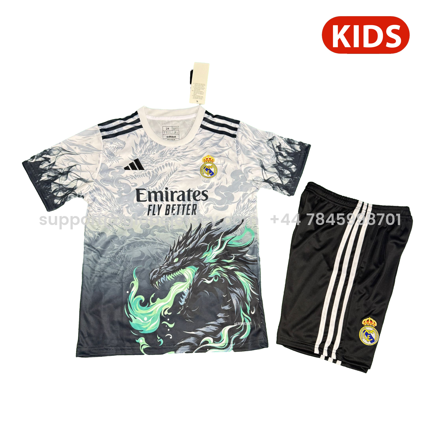 Real Madrid 25-26 Green Fire Black Dragon White Special Kids Kit