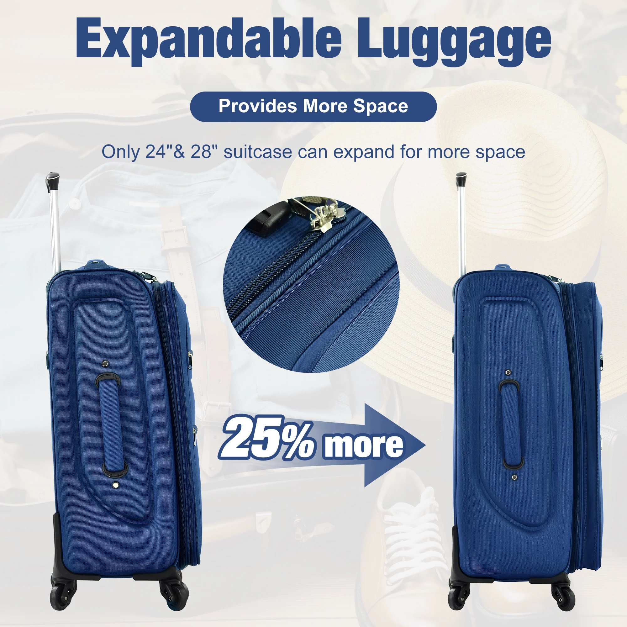 PAPROOS 3 PCS Luggage Set with Duffel Bag, Lightweight Carry on Softside Suitcases Set, 20in 24in 28in Expandable Suitcase with Spinner Wheel and TSA Lock, Softshell Luggage Travel Set, Gray