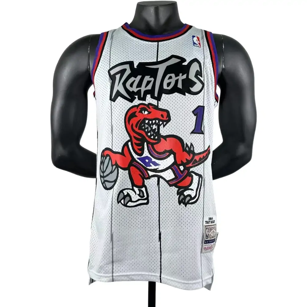 Embroidered MN Retro Jersey Raptors 98/99 Season White No. 1 Tracy McGrady