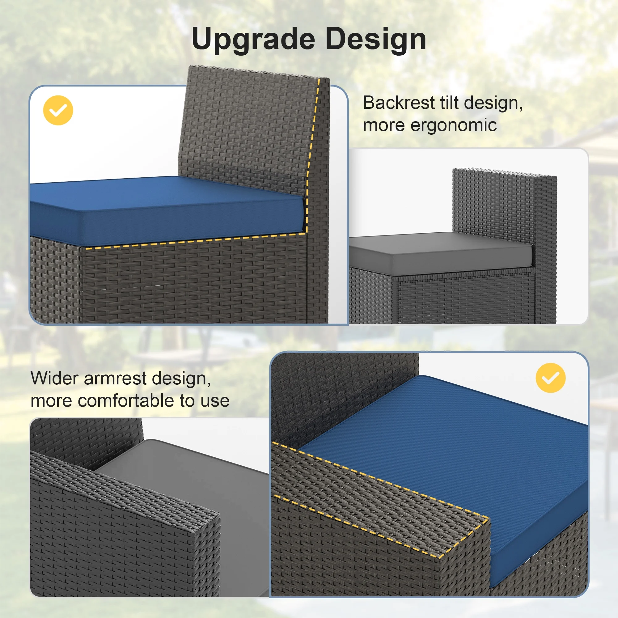 8 Piece Patio Furniture Set with 42