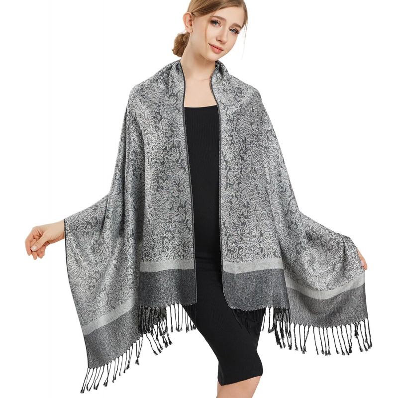 Silky Paisley Pashmina Shawl Scarf-Women's Soft