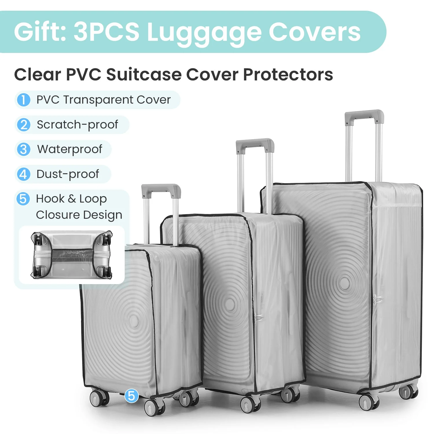 POWANLI 3 Piece Luggage Sets (20''24''28''), PC Hard Shell Expandable Lightweight Carry On Luggage, with Front Pocket and Spinner Wheels, TSA Lock, Airline Approved(Mint Green)