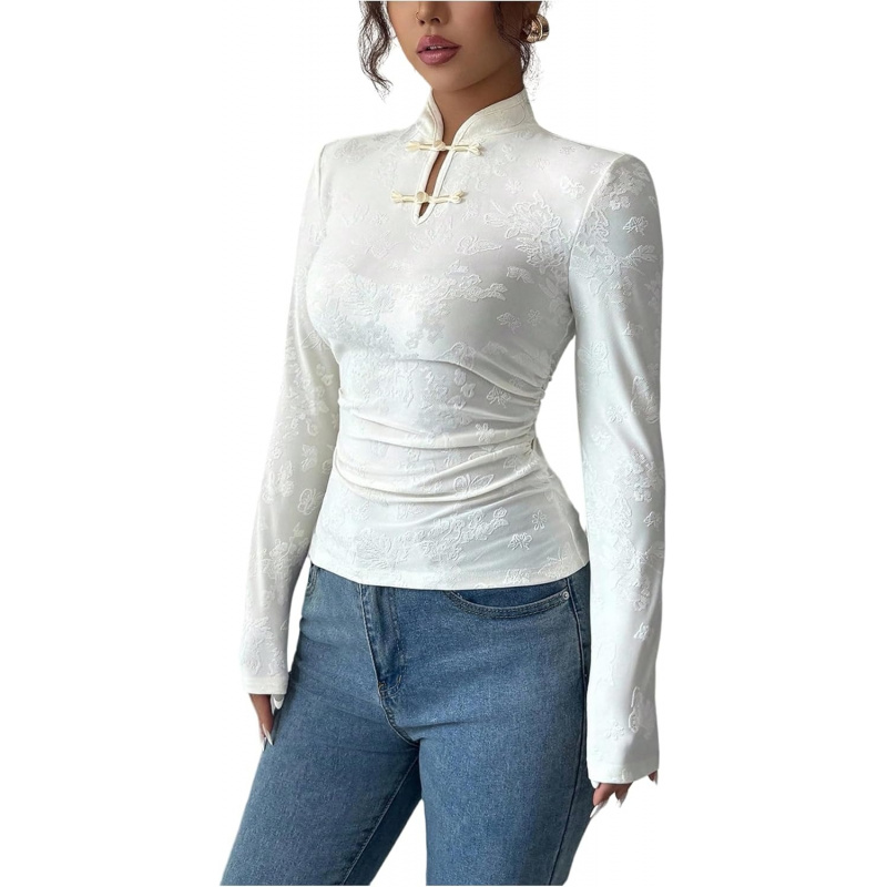 Women's Jacquard Cheongsam Top Mock
