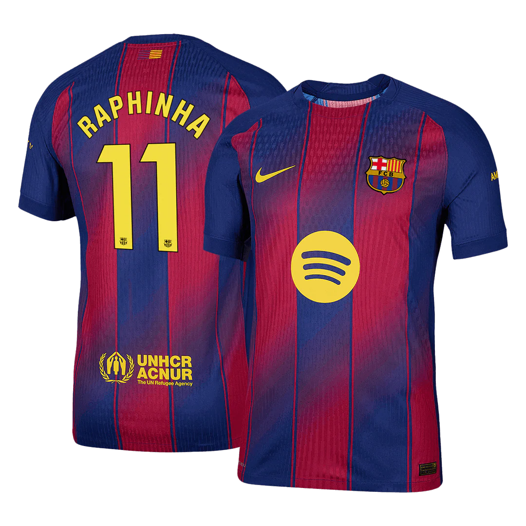 RAPHINHA #11 Barcelona Home Player Version Soccer Jersey 2025/26