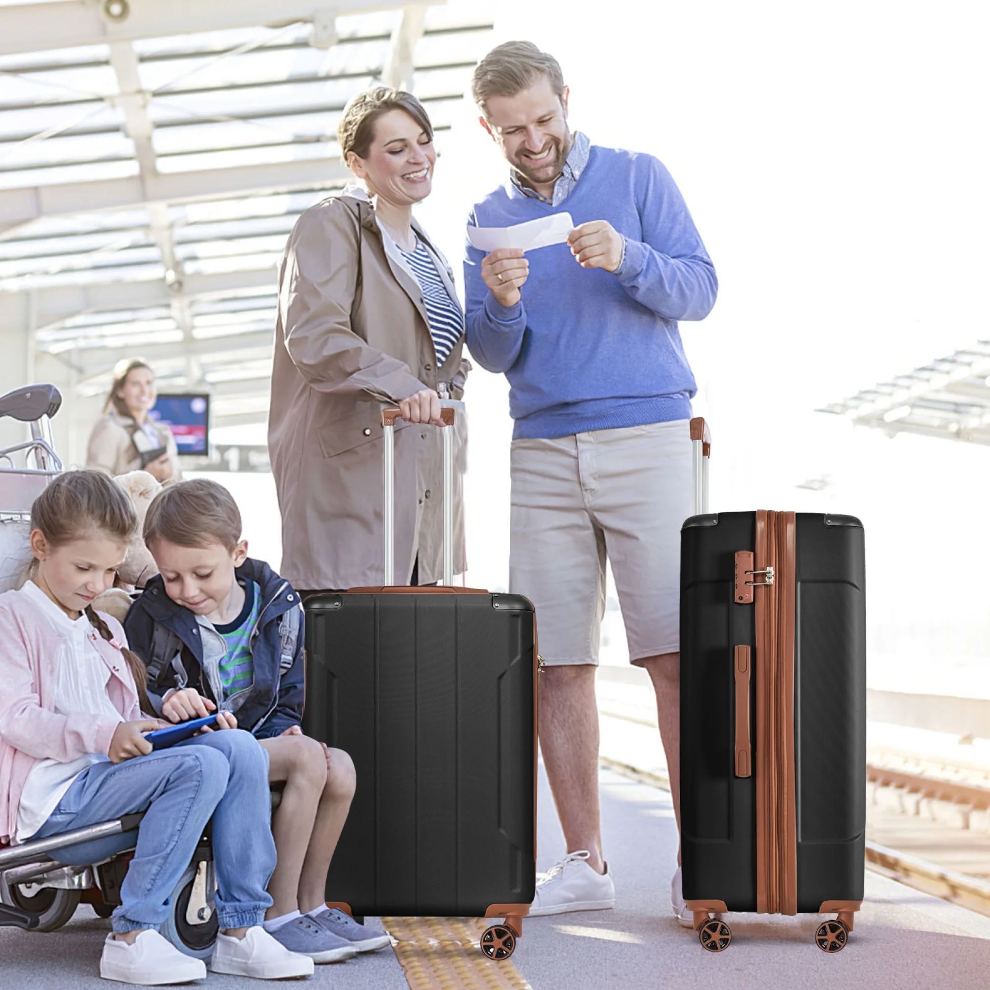 Luggage Sets 3 Piece, Expandable Hard shell ABS Suitcases with Double Spinner, Travel luggage Set