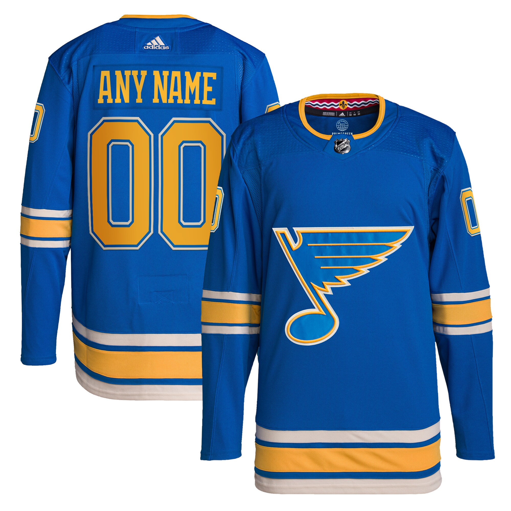 St. Louis Blues   Alternate  Primegreen  Custom Jersey – Blue