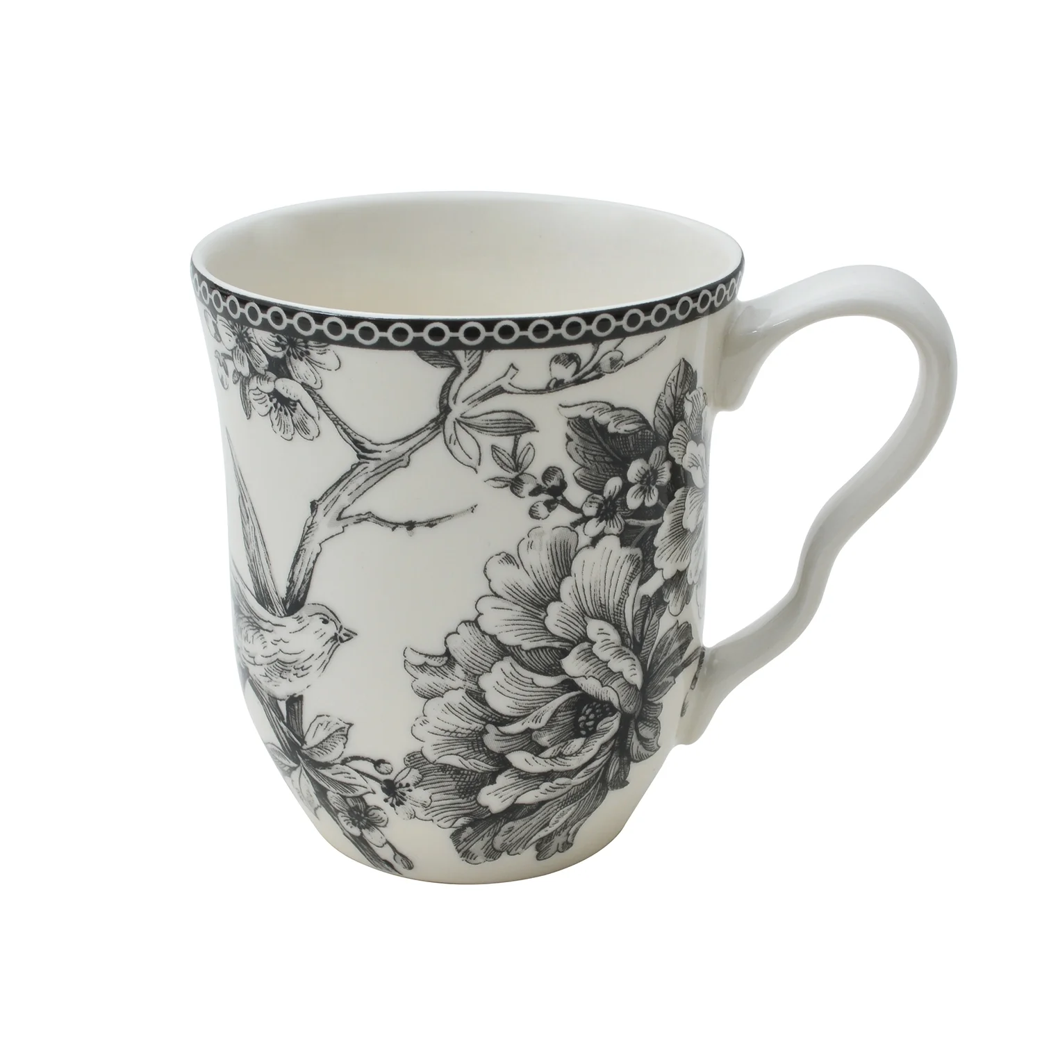 222 Fifth Adelaide Round 16-Piece Porcelain Dinnerware Set, Black Toile