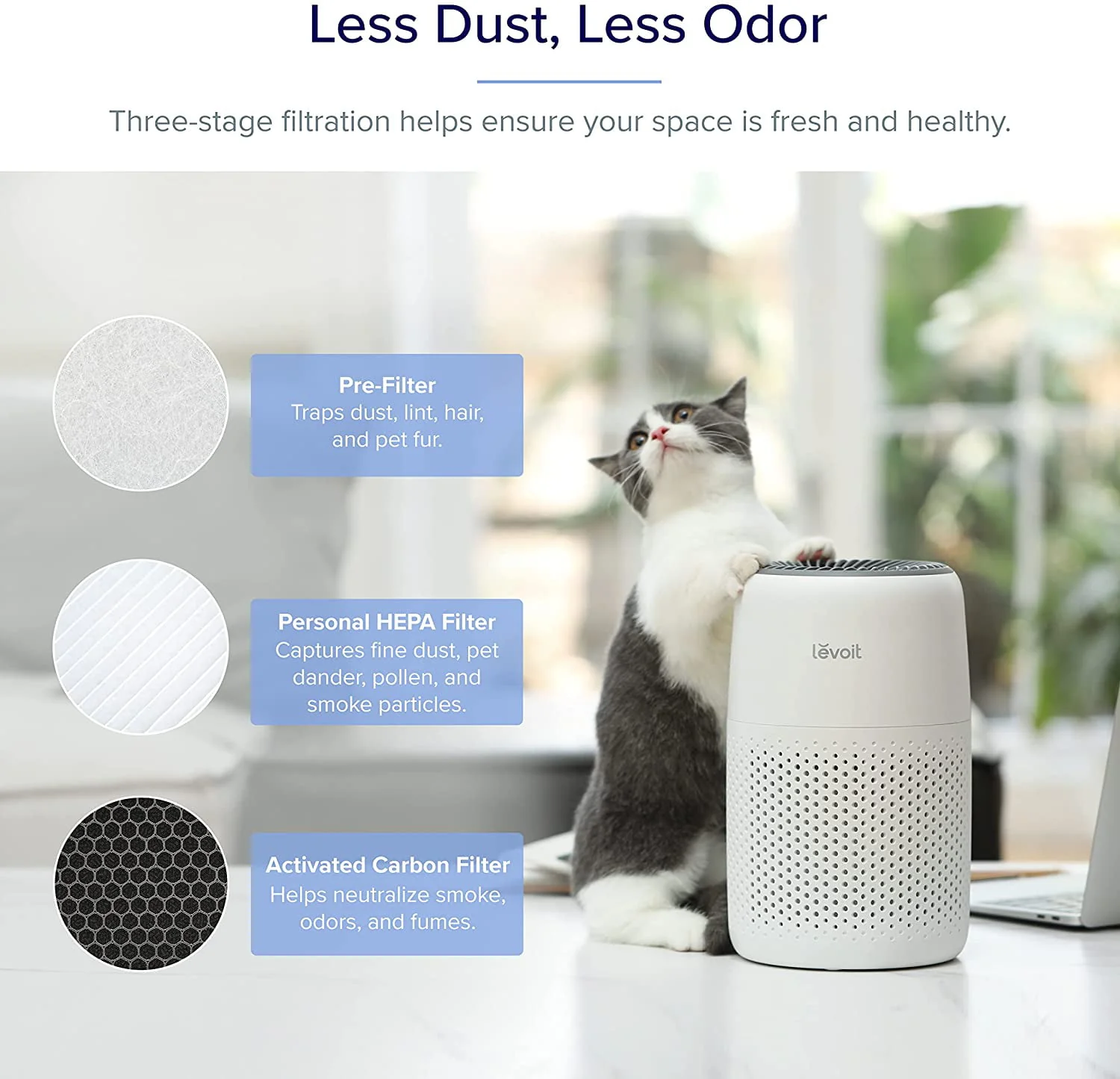 Levoit Desktop HEPA Air Purifier with Aroma for Bedroom & Office (178 Sq. Ft), Core Mini, White
