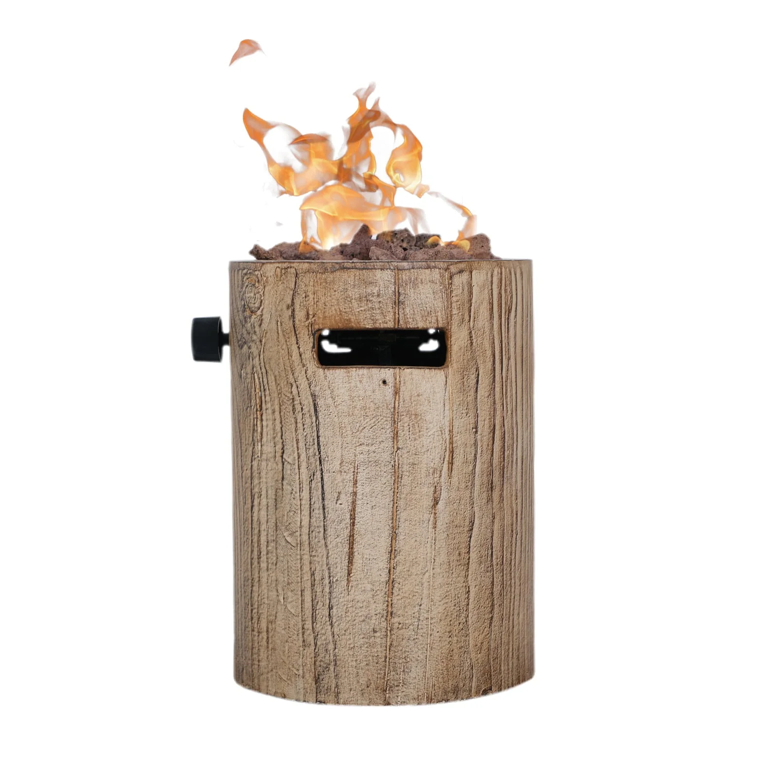 Tabletop Fireplace Small Propane Fire Pit, Patio Outdoor 10inch Portable Concrete Tabletop Gas Fire Bowl, Round-Wood Pattern Brown