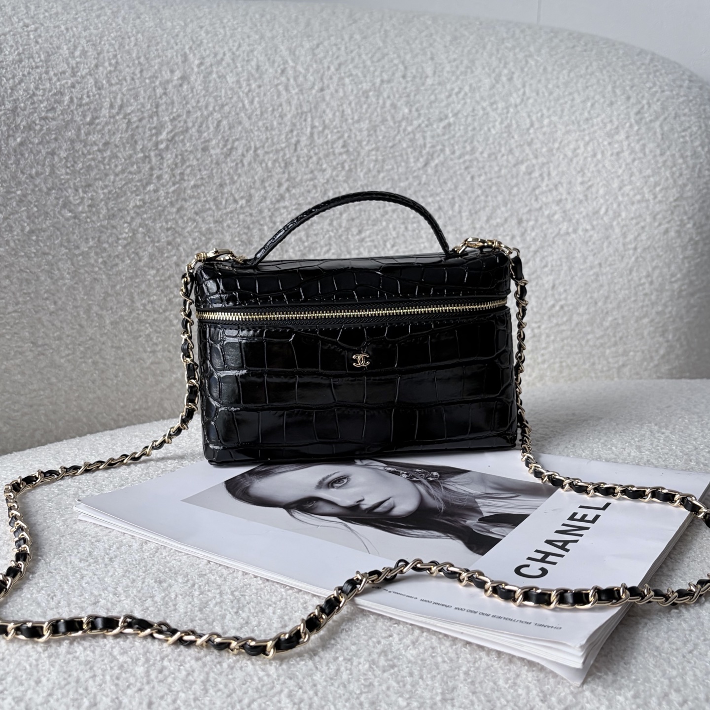 Chanel 2026 Embossed Slim Vanity Case Bag