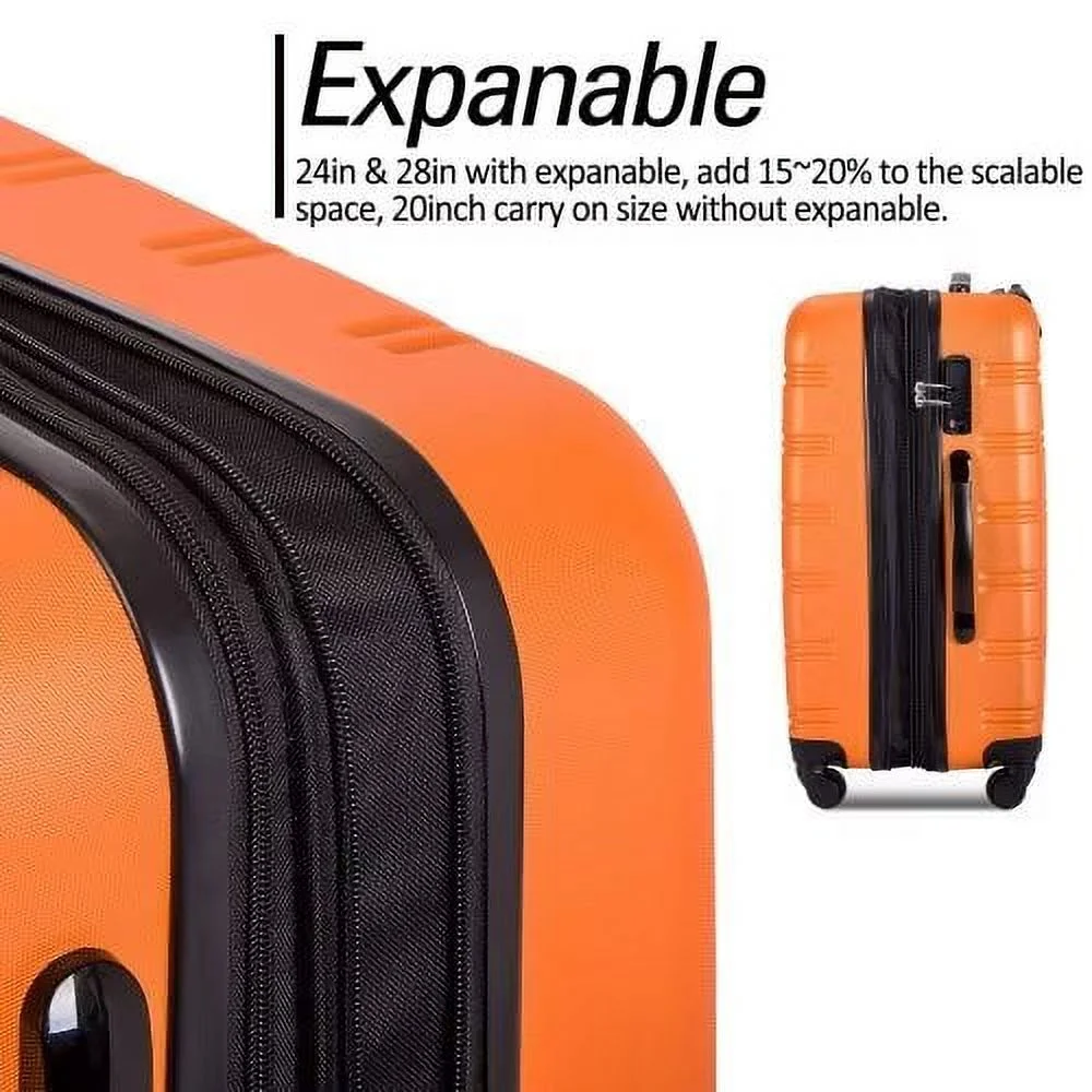 Expandable Suitcase Set of 3 with Double Spinner Wheels, Indestructible PP Material Hard Shell Luggage Sets TSA Lock, Carry on Expandable, Lightweight,20