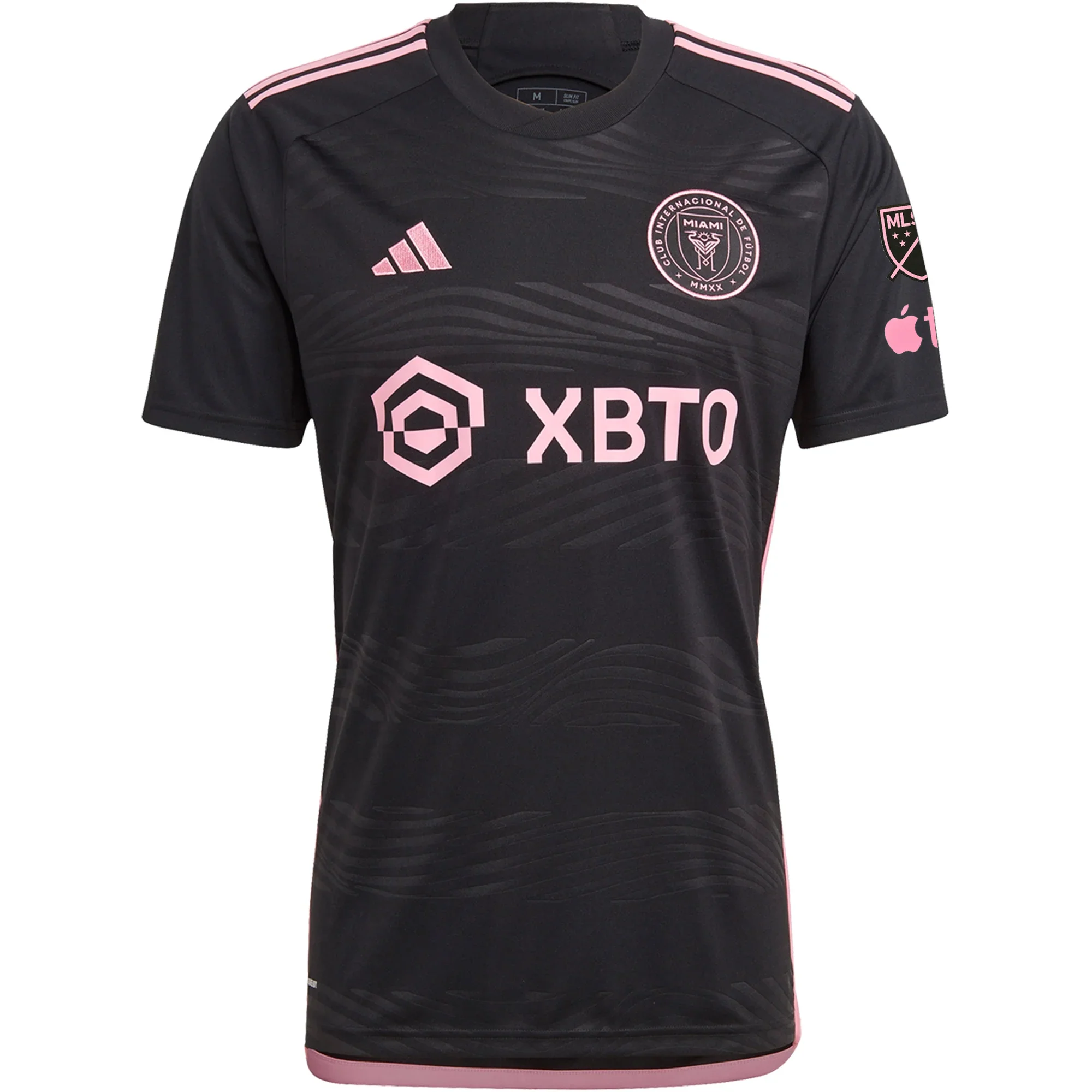 adidas Men's Inter Miami CF Lionel Messi Away Jersey W/ MLS + Apple TV Patches 23/24 (Black)