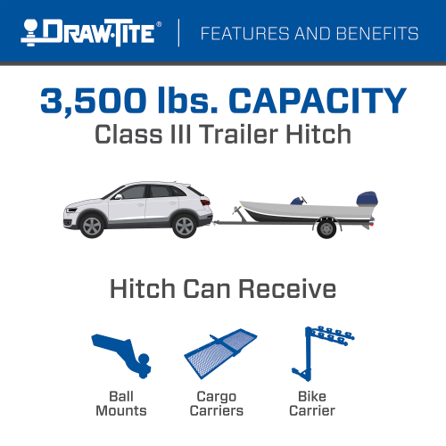 Draw Tite® • 76922 • Hidden Hitch® • Trailer Hitch Class III • Class III 2 (350 Lbs lbs GTW/3500 Lbs lbs TW) • Volvo XC40 19-23