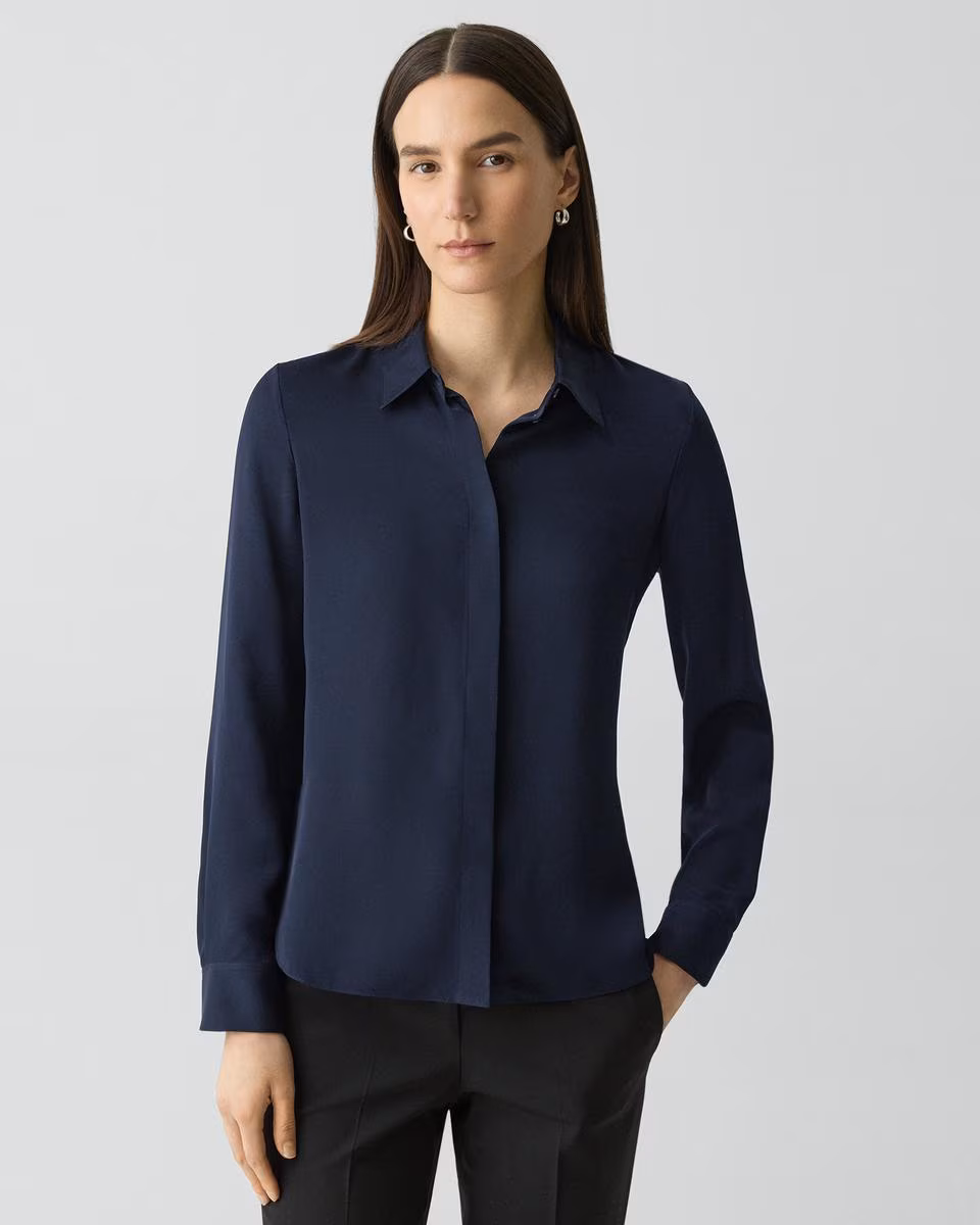 Fitted Shirt in Silk Georgette