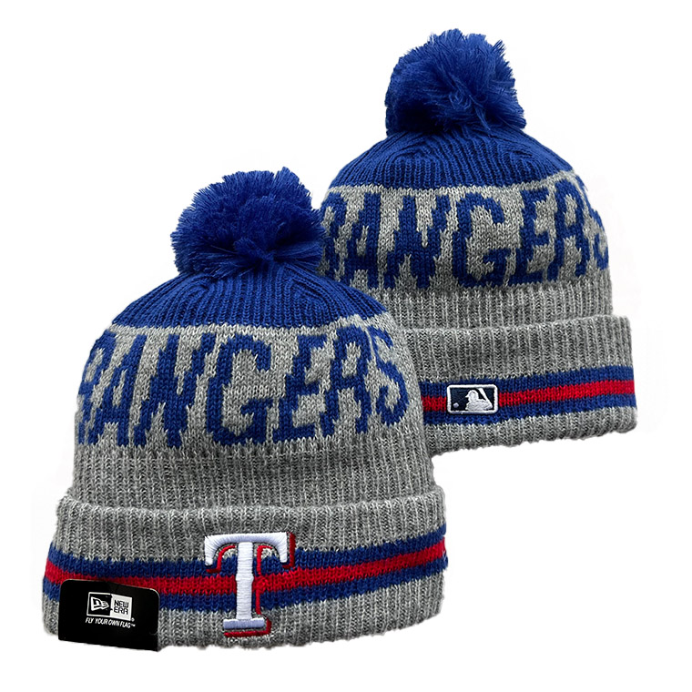 TEXAS RANGERS Repeat Cuffed Knit Hat with Pom