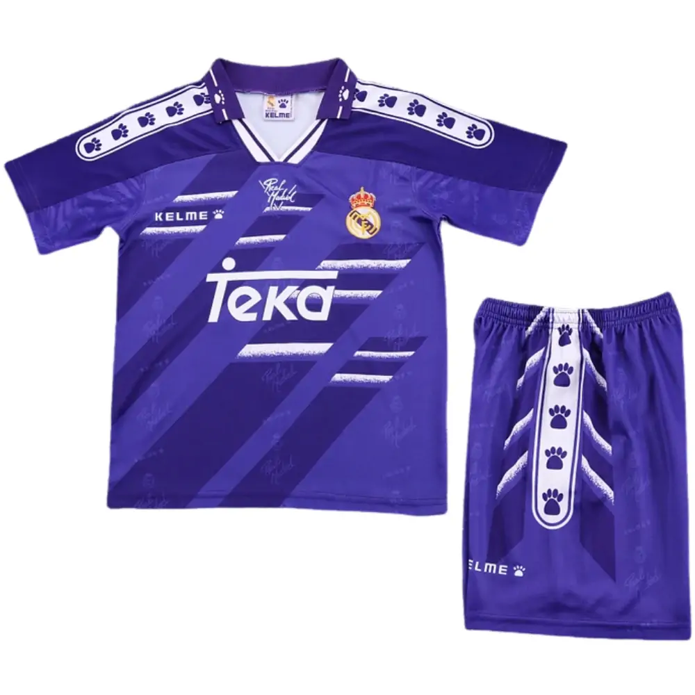 1994-96 Real Madrid Away Retro Children's Jersey Set - Fans Edition