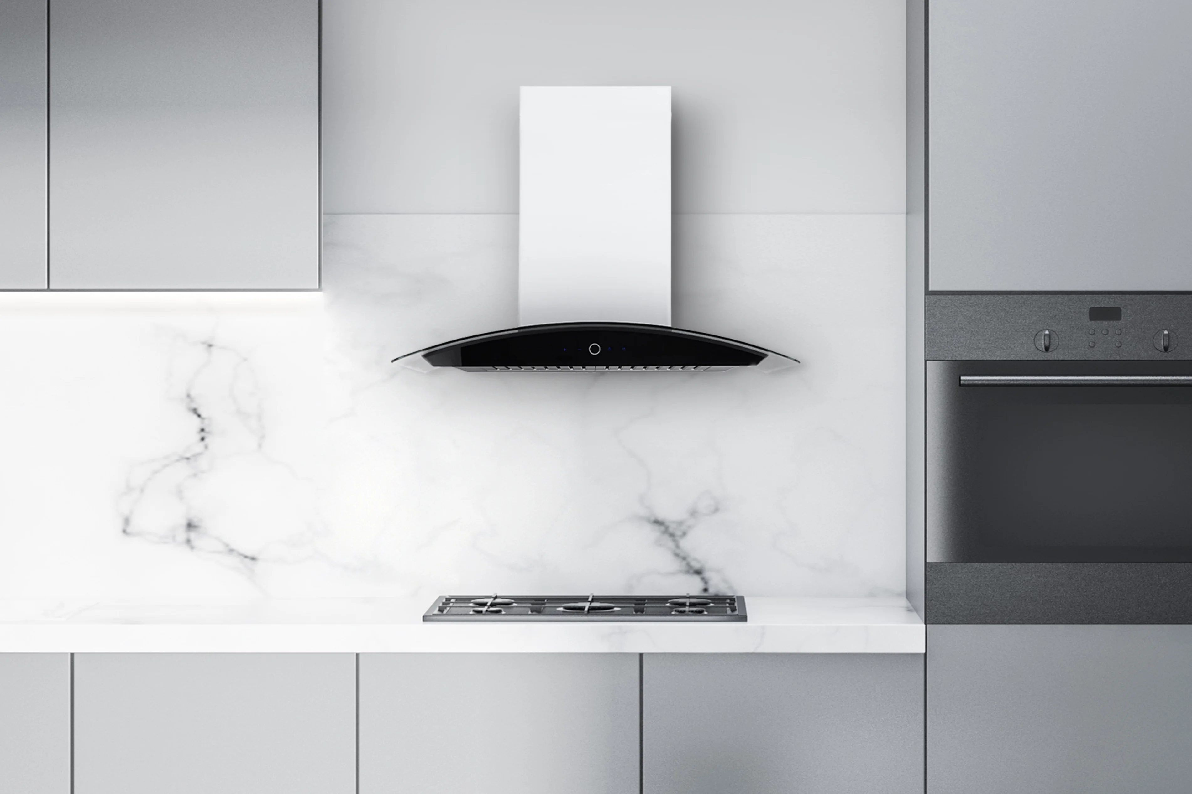 Hauslane|Chef Series WM-639 30-inch Wall Mounted Range Hood | Contemporary Design Professional Suction | Dishwasher Safe Baffle Filters, 3 Speed Settings, Touch Control Panel