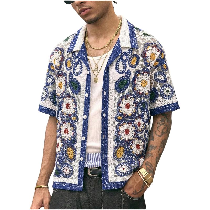 Men's Button Down Shirt Streetwear Crop Top Country Concert Outfits
