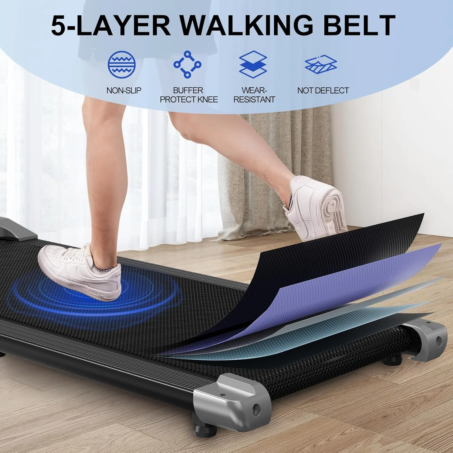 YDZJY 250lb Walking Pad, 0.6-2.5 mph Speed Range 1.2HP Quite Under Desk Treadmill, 2 in 1 Treadmill for Home/Office Exercise with Remote Control, Portable Treadmill with LED Display(Black)