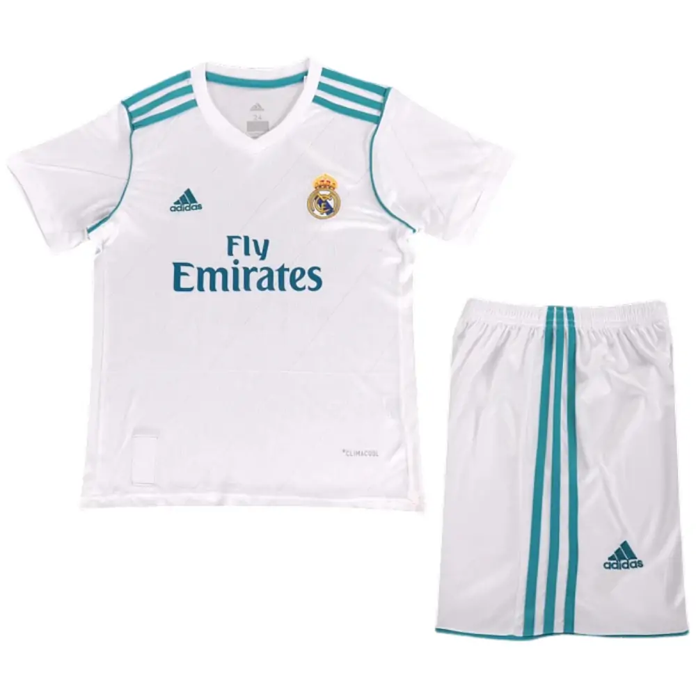 2017-18 Real Madrid Home Retro Children's Jersey Set - Fans Edition