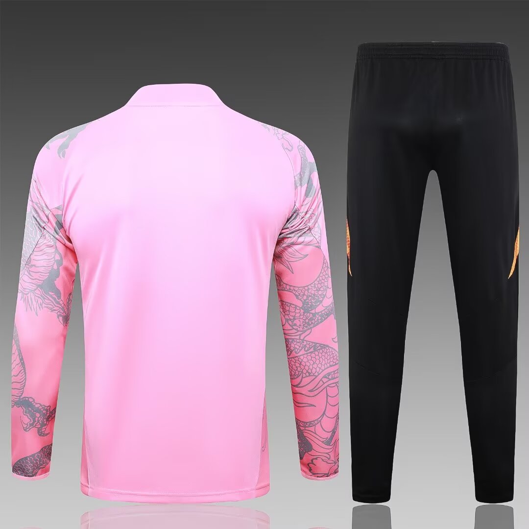 2024/2025 Real Madrid Half-Pull Training Suit Pink Dragon Football Shirt 1:1 Thai Quality