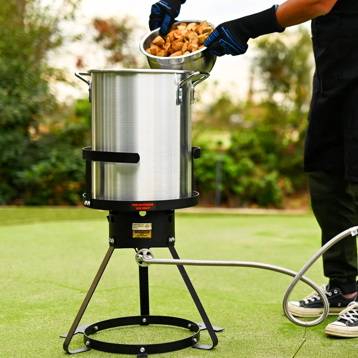 Barton 30QT Aluminum Turkey Deep Fryer Pot Boiling Seafood Cajun Lid Gas Stove Burner Stand Injector Temperature Gauge